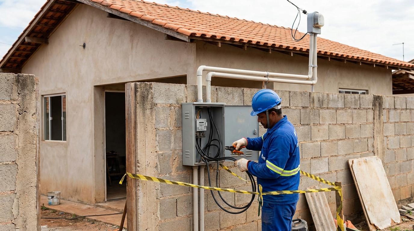 Eletricista instalando padrao de energia em Feira de Santana‑BA