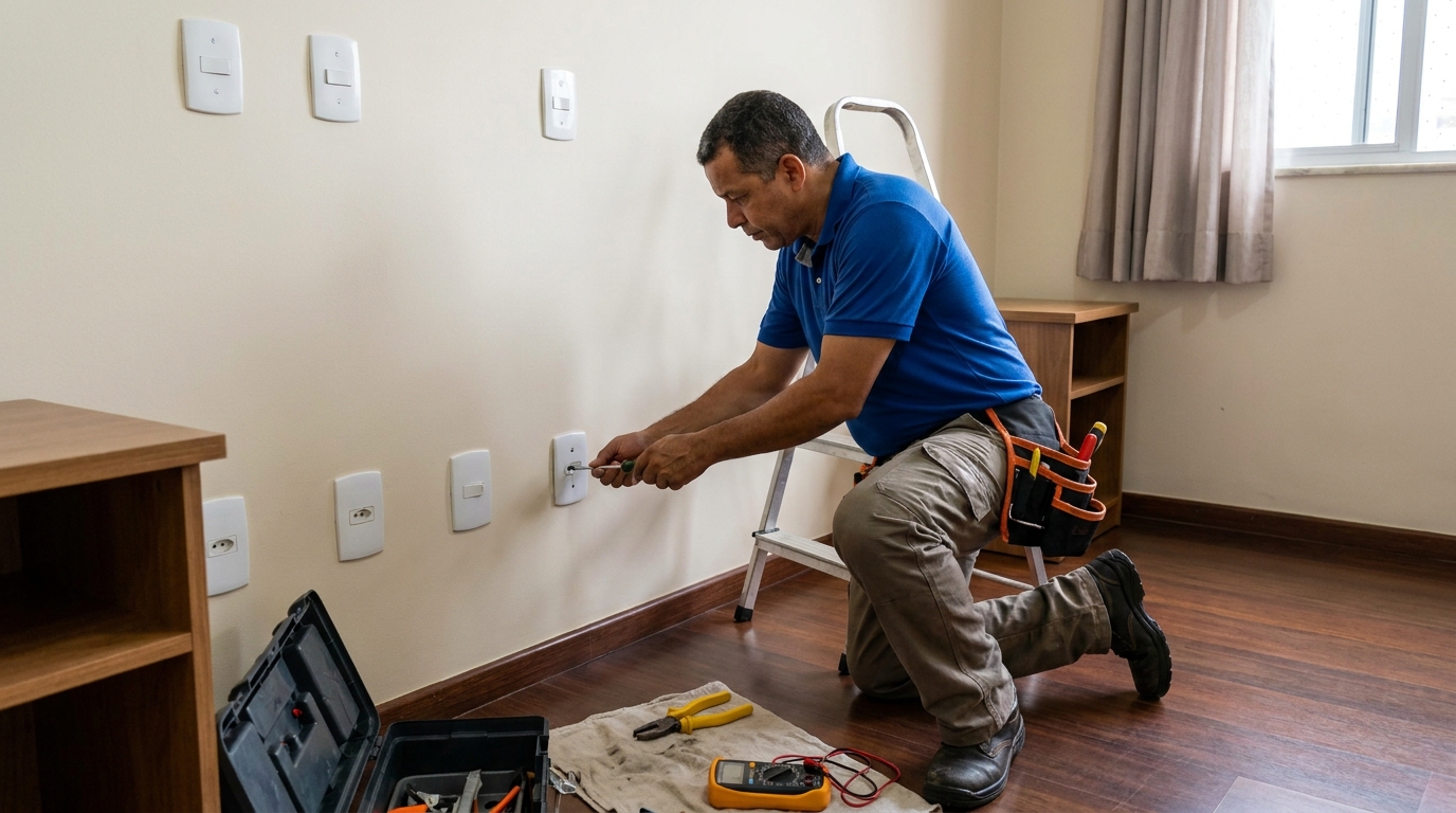 Instalacao de tomada e interruptor residencial em Feira de Santana‑BA