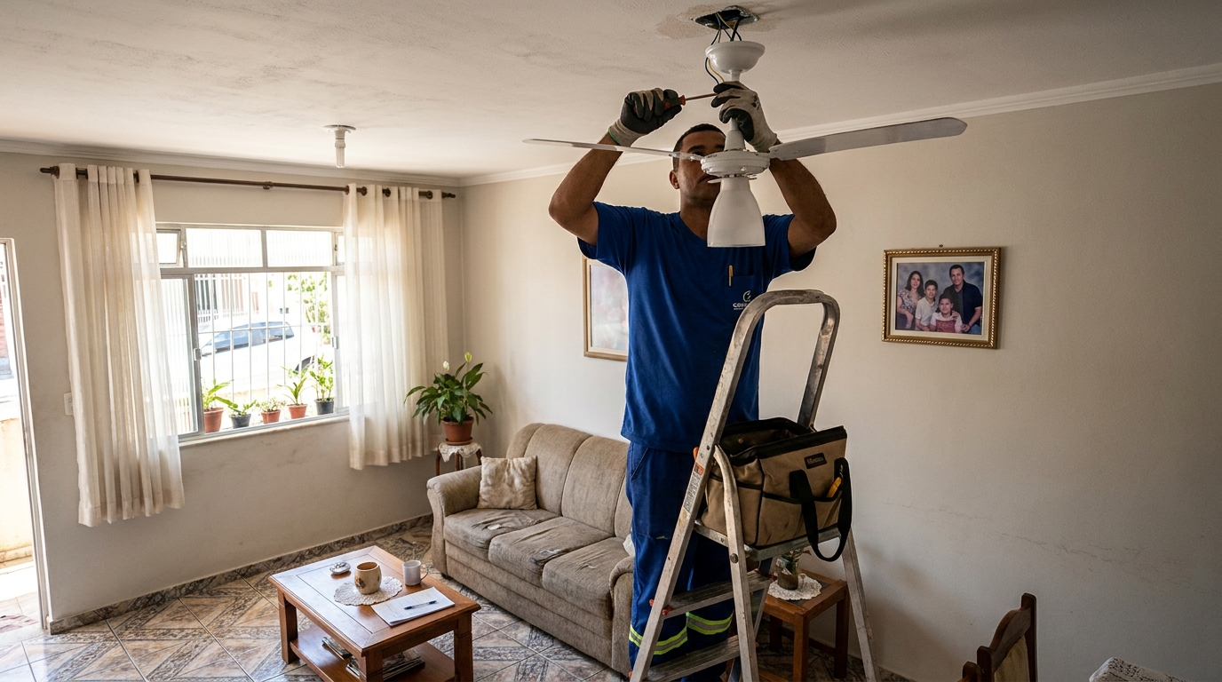 Instalacao de ventilador de teto residencial em Feira de Santana‑BA