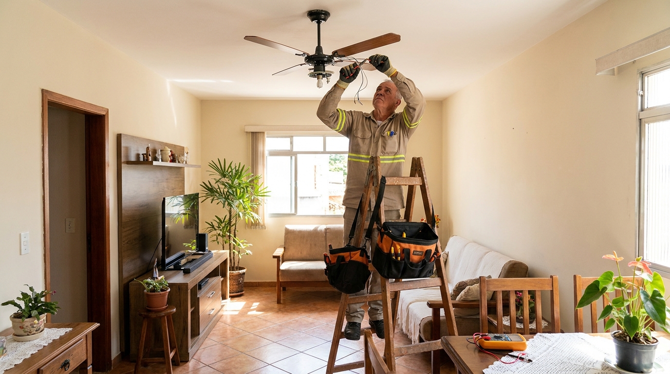 Montagem de ventilador de teto em Feira de Santana‑BA